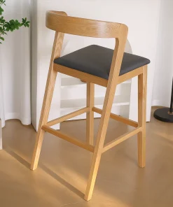 Alternative view of Art Deco Wooden Bar Stool With Backrest
