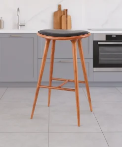 Alternative view of Art Deco Wooden Bar Stool With Padded Seat