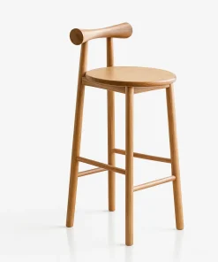 Contemporary Bar Stool With Round Top And Rested Frame