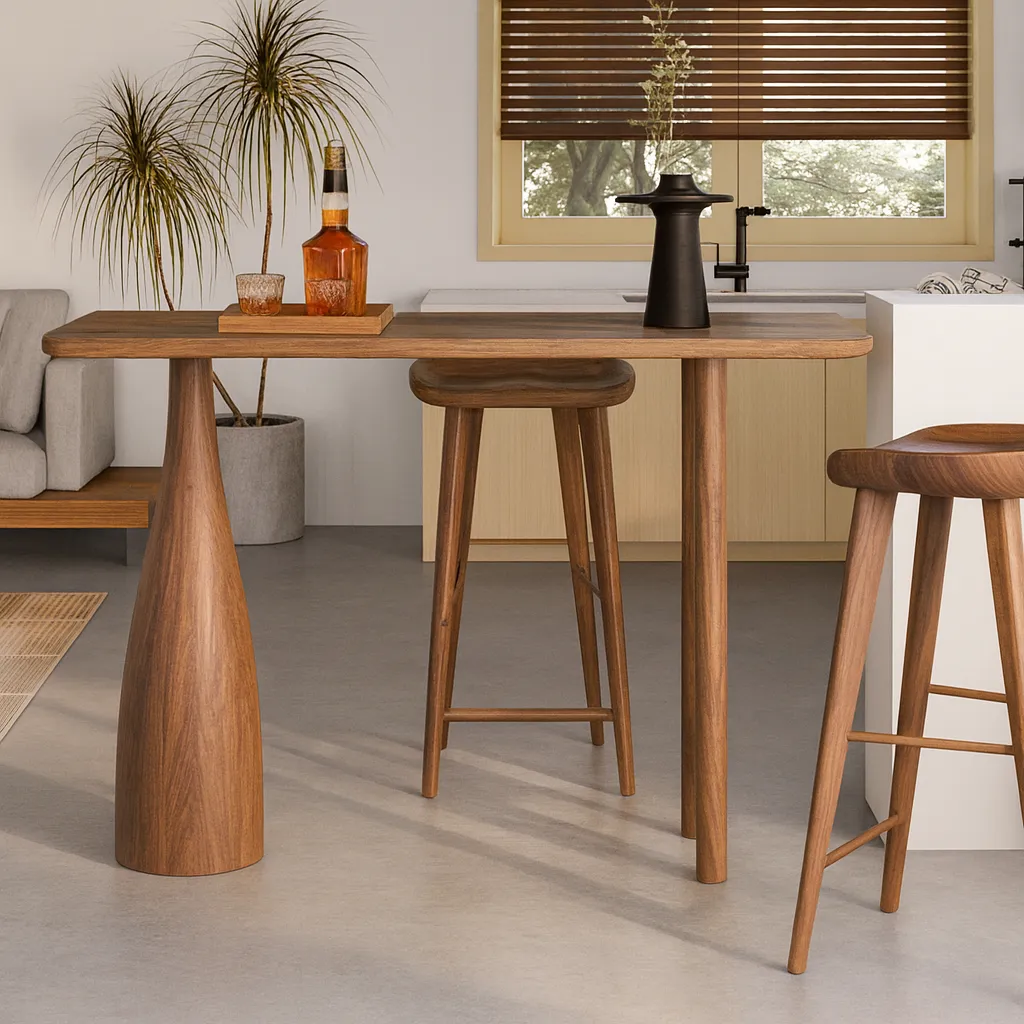 Contemporary Wooden Console Table With Twin Pedestal Base - Image 3