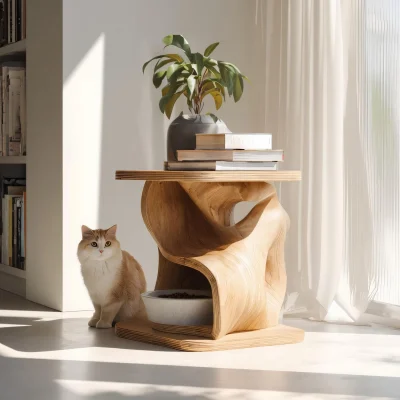Farmhouse Inspired Wooden Feeding Station For Pets