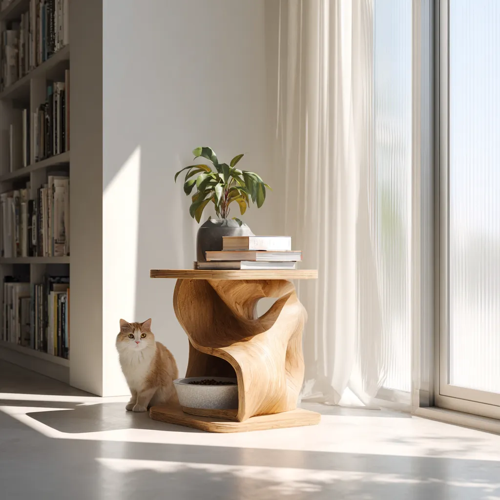 Farmhouse Inspired Wooden Feeding Station For Pets - Image 2