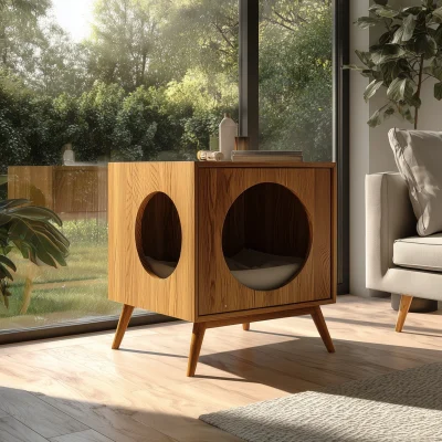 Indoor Wooden Cat Hideaway Side Cabinet