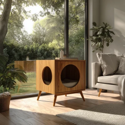 Alternative view of Indoor Wooden Cat Hideaway Side Cabinet