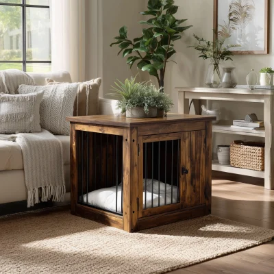 Alternative view of Indoor Wooden Pet Crate Side Table