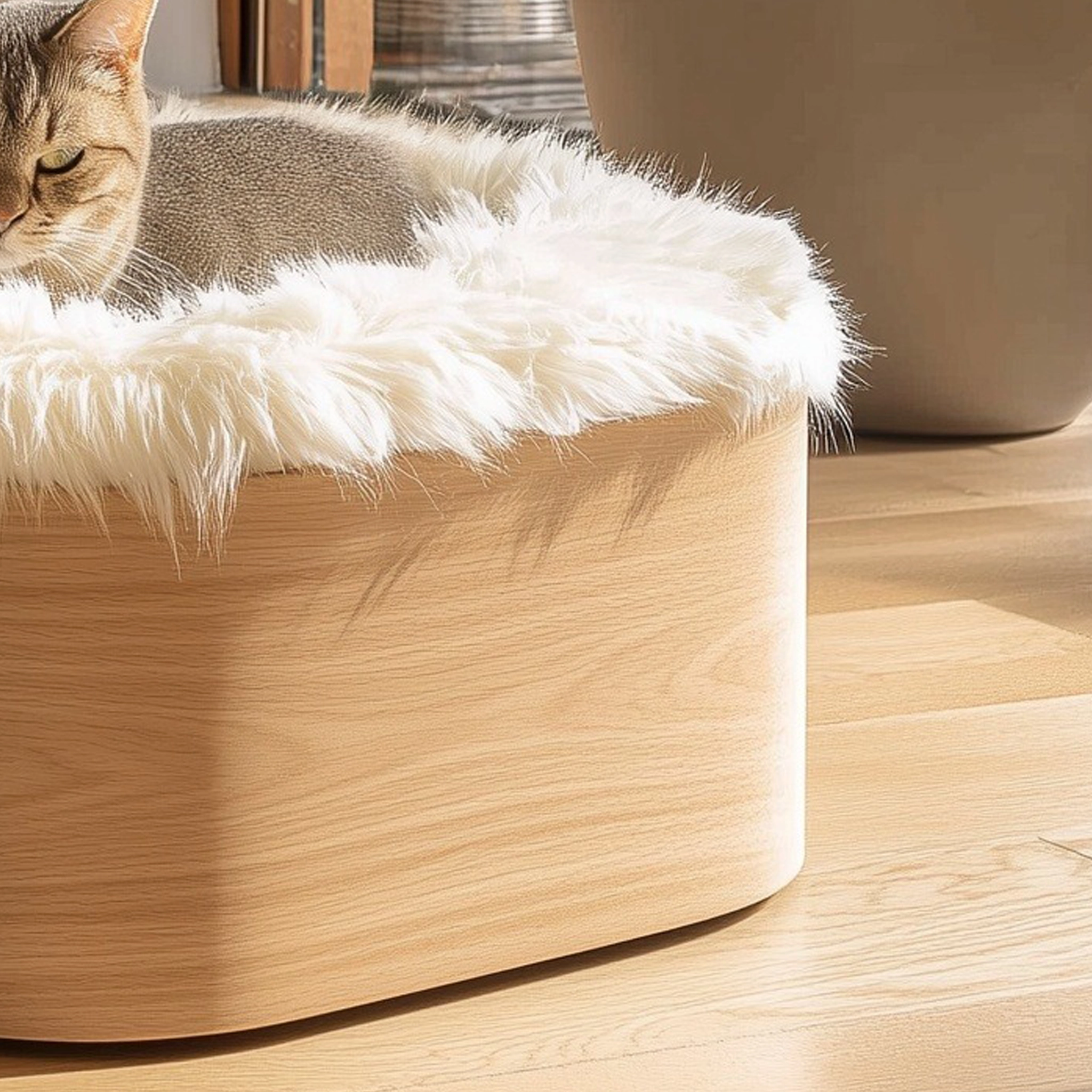 Minimal Wooden Cat Lounge Bed With Side Opening - Image 4
