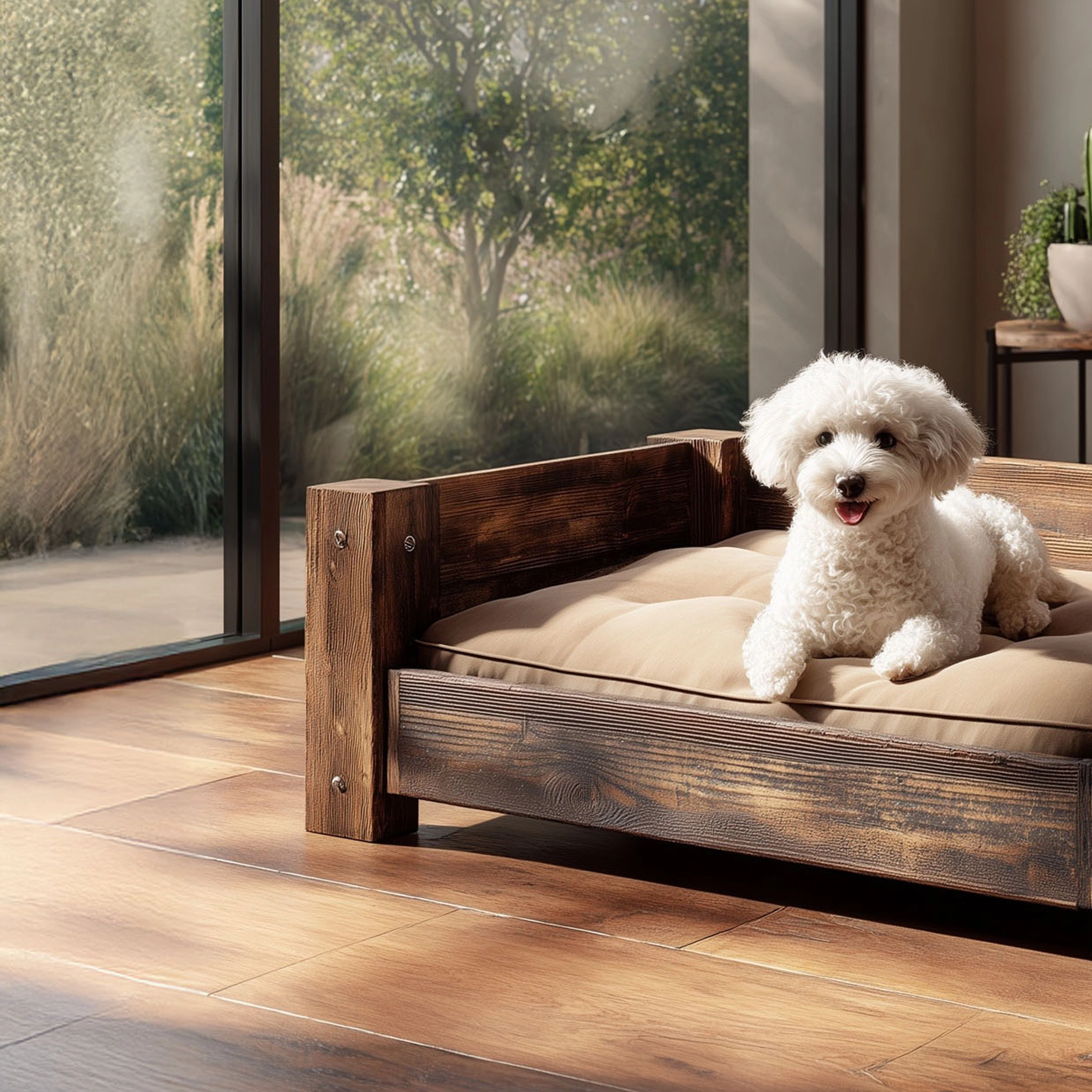 Minimal Wooden Dog Bed With Raised Frame - Image 3