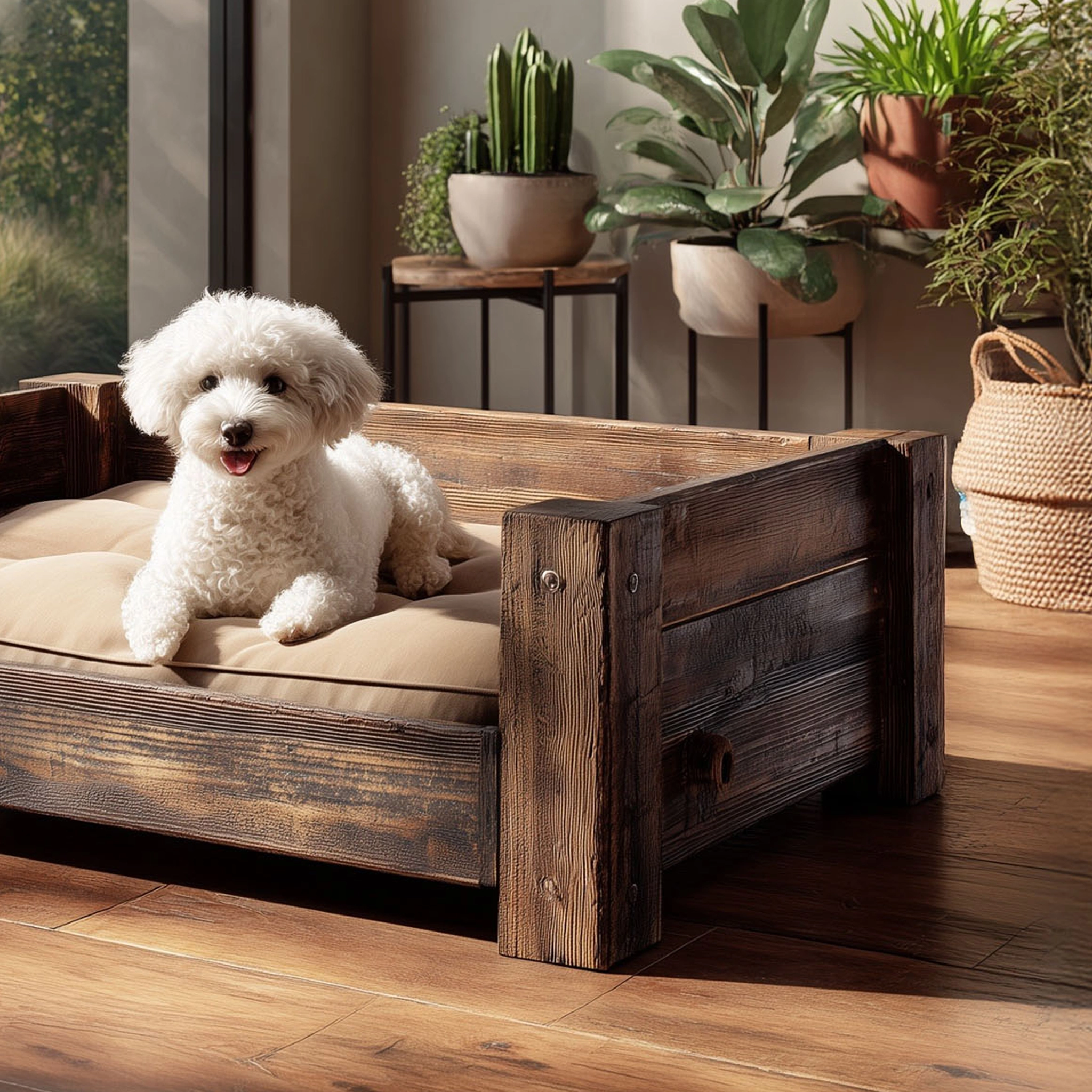 Minimal Wooden Dog Bed With Raised Frame - Image 4