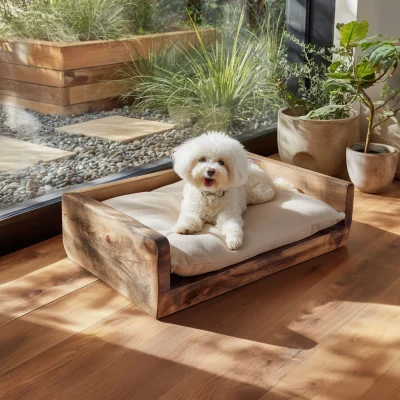 Minimal Wooden Dog Lounge Bed With Low Frame