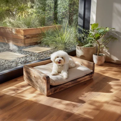 Alternative view of Minimal Wooden Dog Lounge Bed With Low Frame