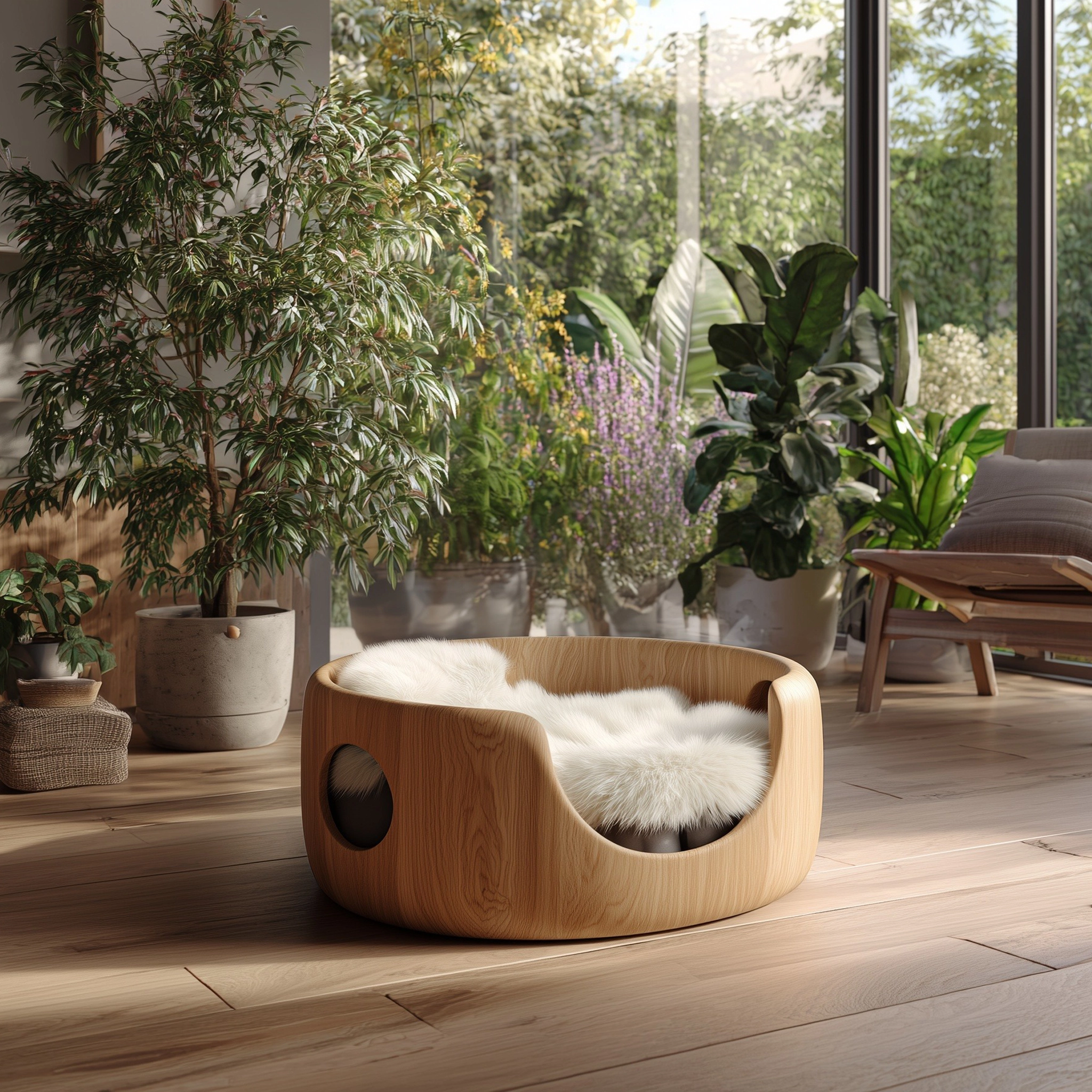 Minimal Wooden Pet Nest Bed For Indoor Use - Image 2