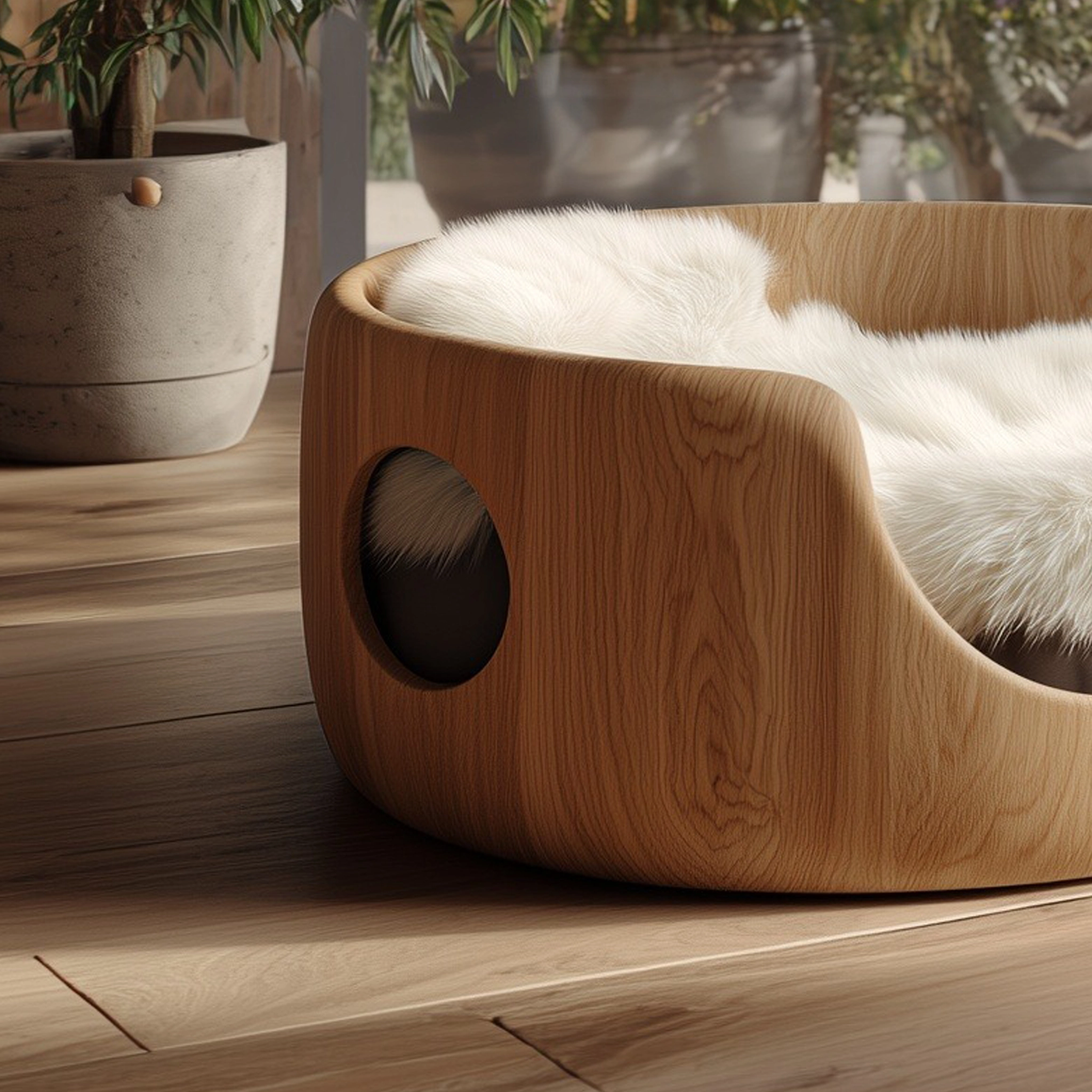 Minimal Wooden Pet Nest Bed For Indoor Use - Image 4