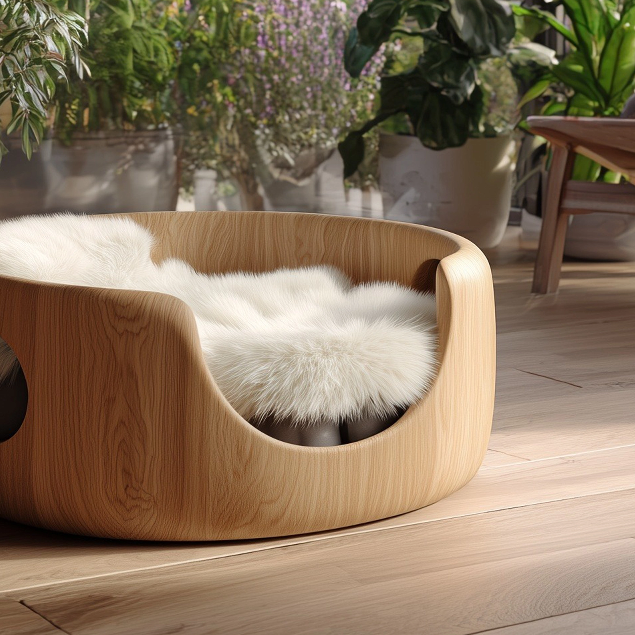 Minimal Wooden Pet Nest Bed For Indoor Use - Image 3