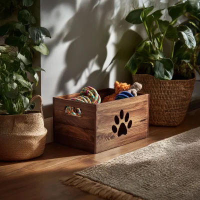 Alternative view of Paw Cutout Wooden Toy Organizer