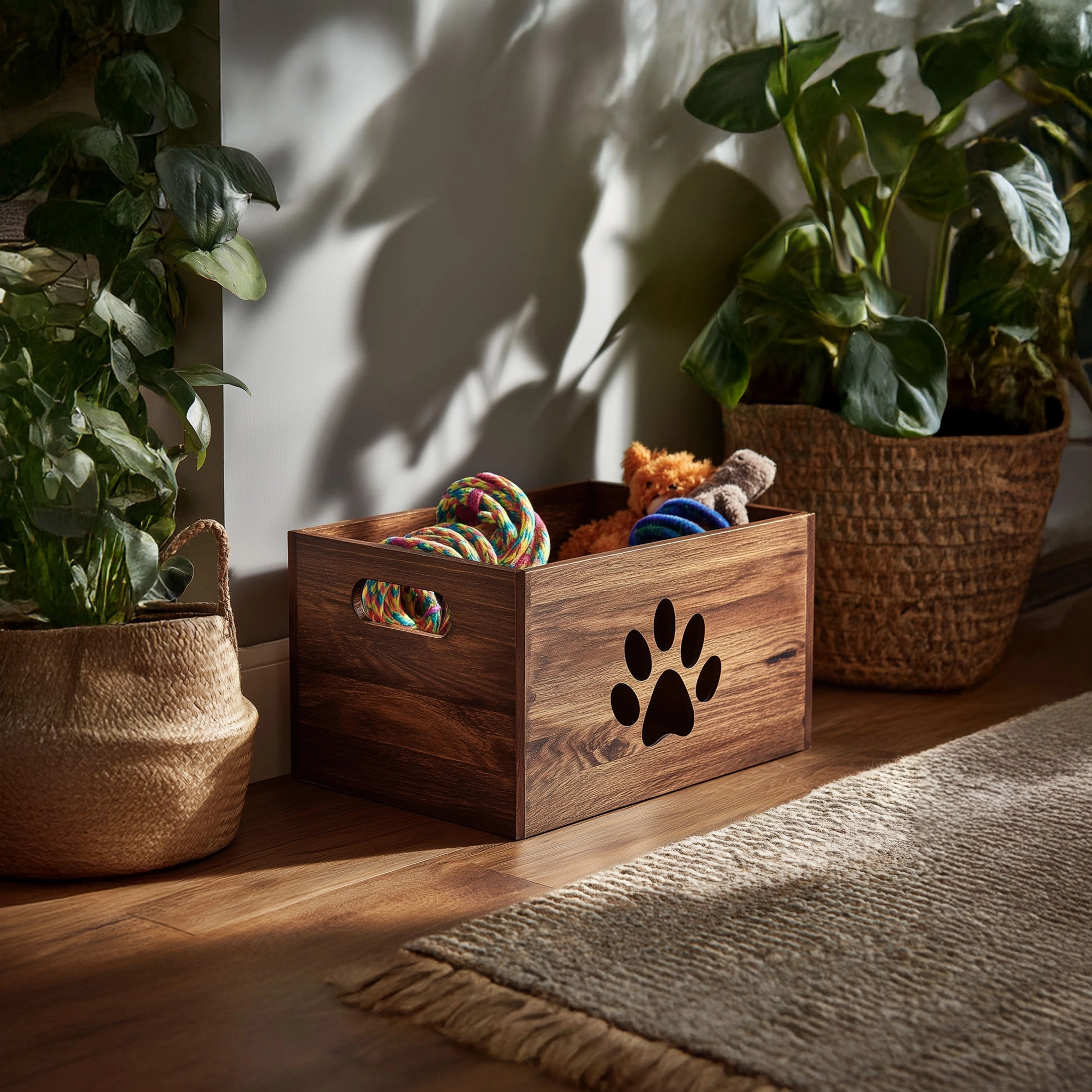 Paw Cutout Wooden Toy Organizer - Image 2