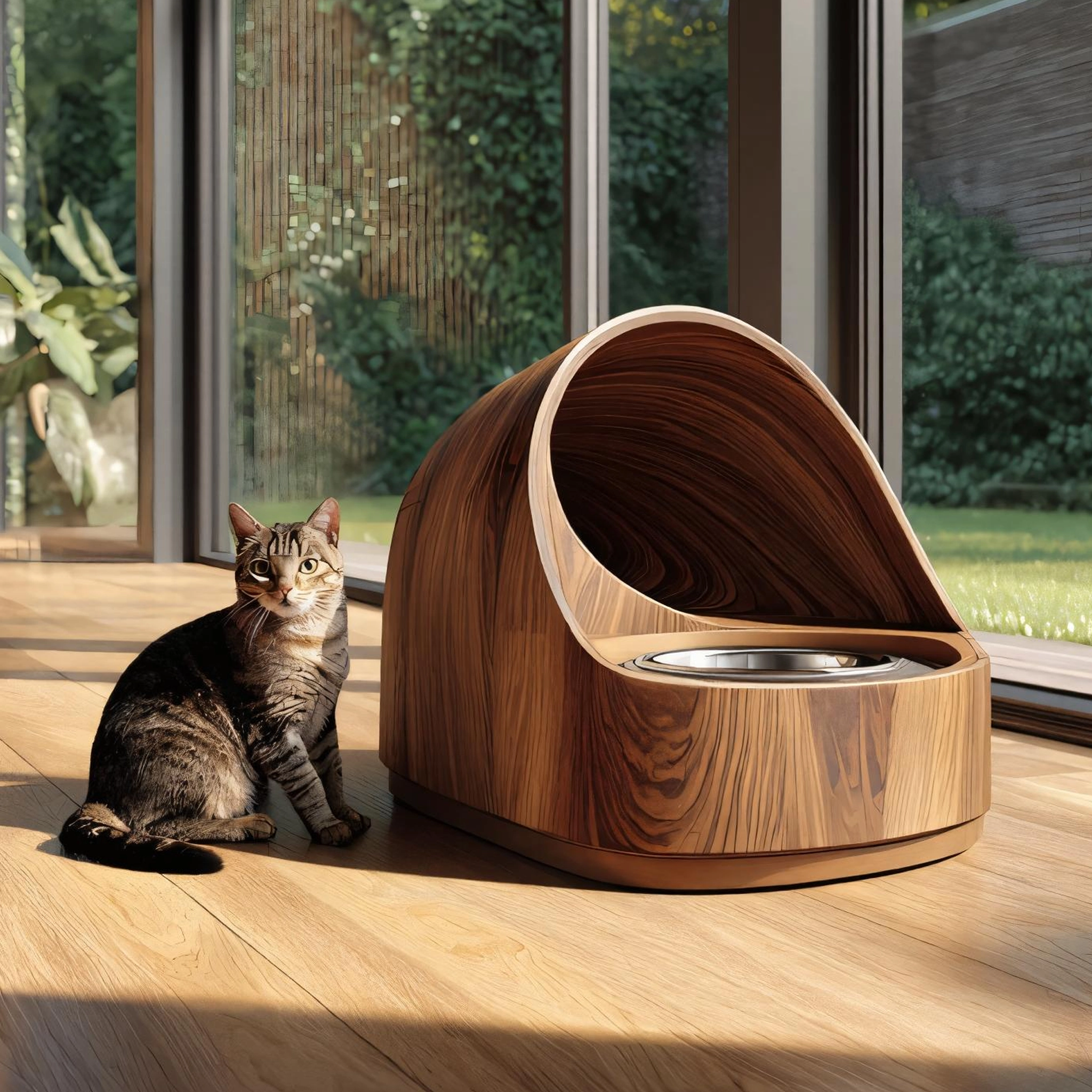 Minimalist Wooden Pet Bowl Stand