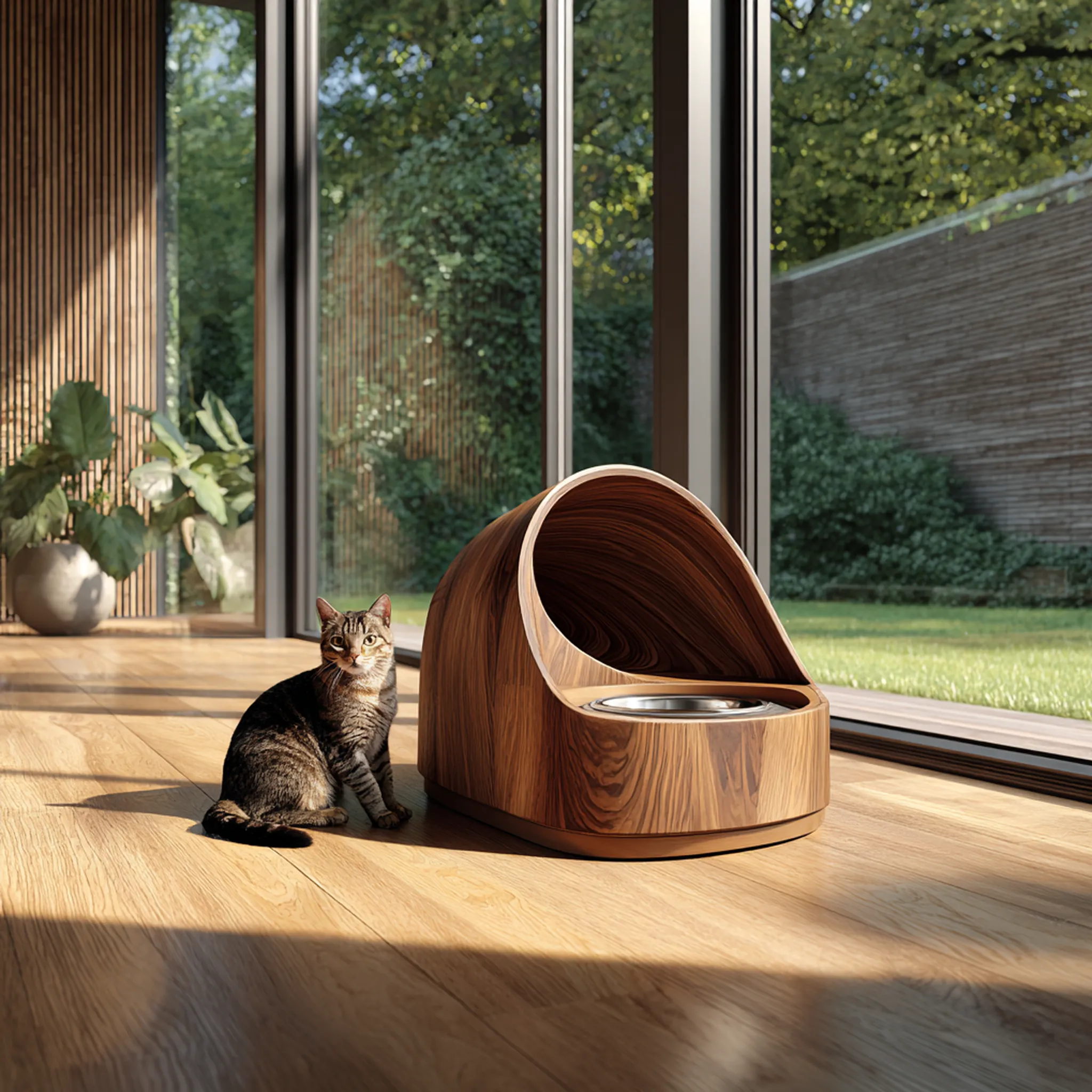 Minimalist Wooden Pet Bowl Stand - Image 2
