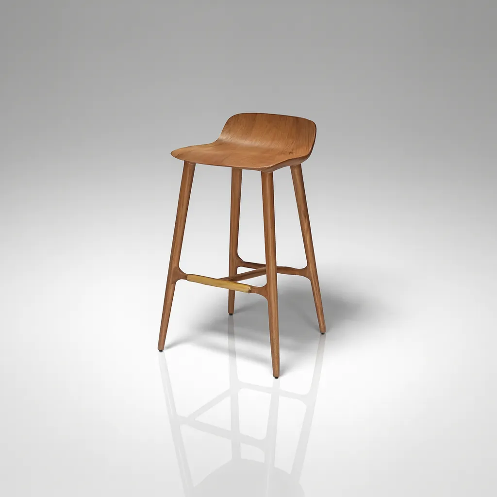 Modern Wooden Bar Stool With Backrest For Kitchen