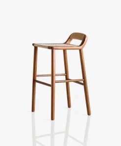 Modern Wooden Counter Stool With Woven Rope Seat