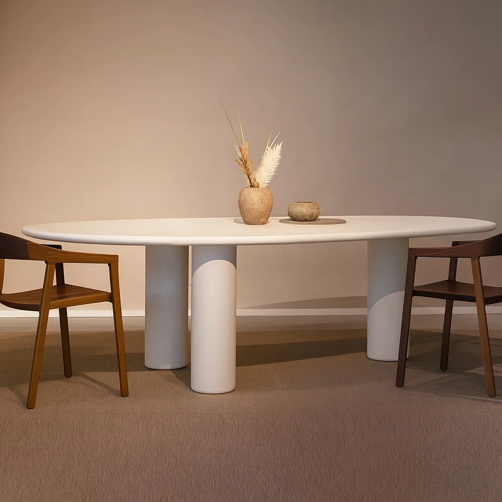 Modern Wooden Irregular Dining Table For Dining Room - Image 3