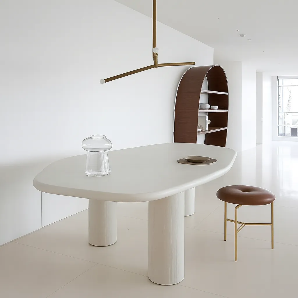 Modern Wooden Irregular Dining Table For Dining Room - Image 4