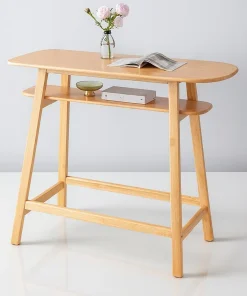 Modern Wooden Kitchen Table With Shelf And Footrest