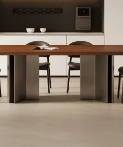 Alternative view of Modern Wooden Rectangular Dining Table With Metal Base For Dining Room