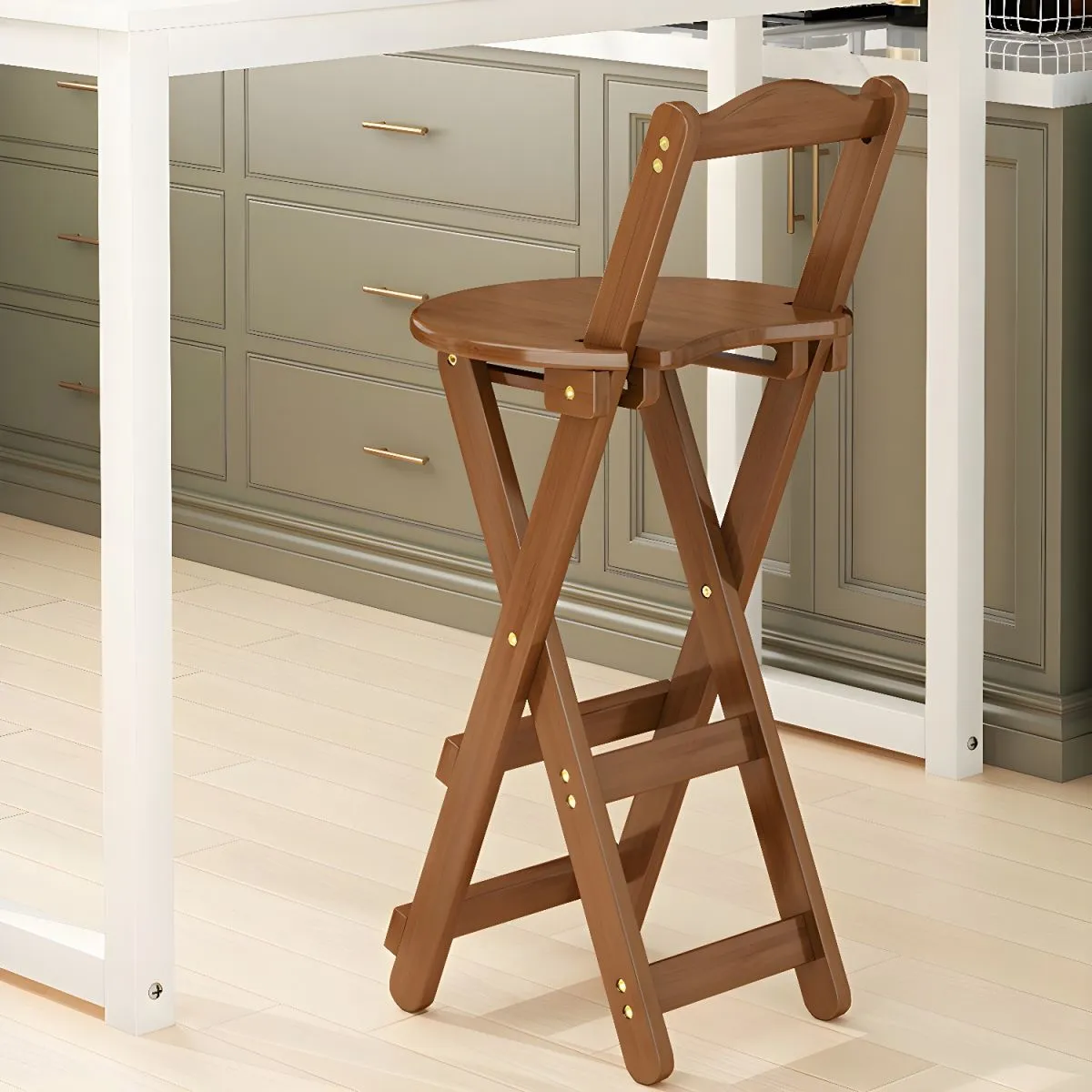 Scandinavian Wooden Folding Counter Stool For Kitchen - Image 5