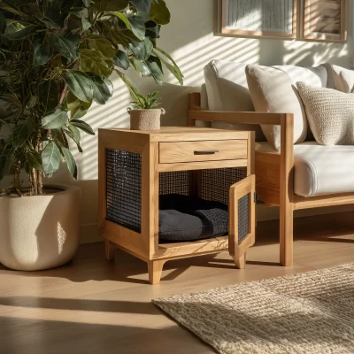 Alternative view of Minimal Wooden Pet Hideaway Side Table